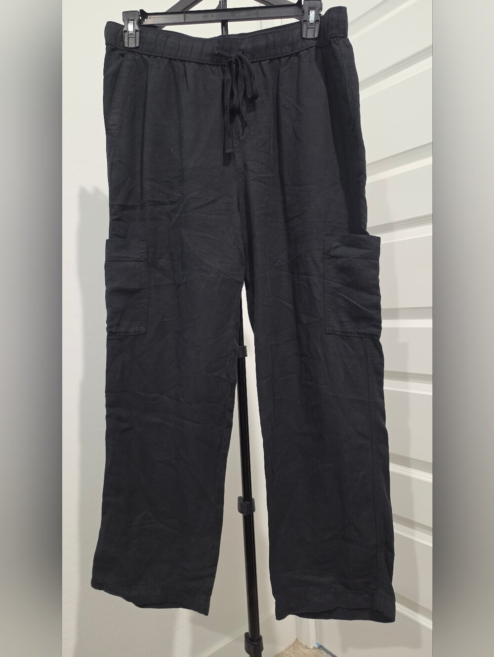 NWT Westbound Petite Large PL R Linen Cargo Utility Pants Black Women's Sz PL R
